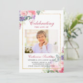 Elegante Wilde Bloemen Printbare Uitvaartprogramma Aankondiging (Staand voorkant)