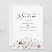 Elegante wilde bloemen Save the Date uitnodiging (Voorkant)