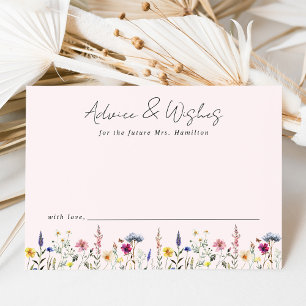 Elegante Wilde Bloemenweide Roze Bruiloftsshower Advieskaart