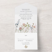 Elegante Wildflower alles in één bruiloft All In One Uitnodiging (Binnen)