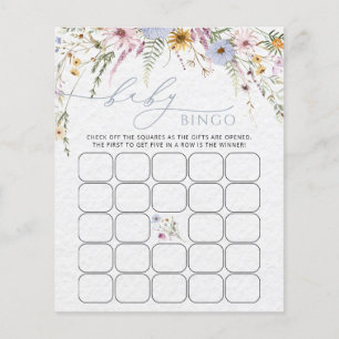 Elegante Wildflower Baby Bingo Game Kaart
