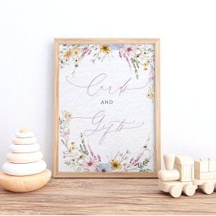 Elegante Wildflower Baby shower Kaarten en geschen Poster