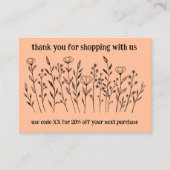 Elegante Wildflower BESTEL DANK U QR Code Visitekaartje (Voorkant)