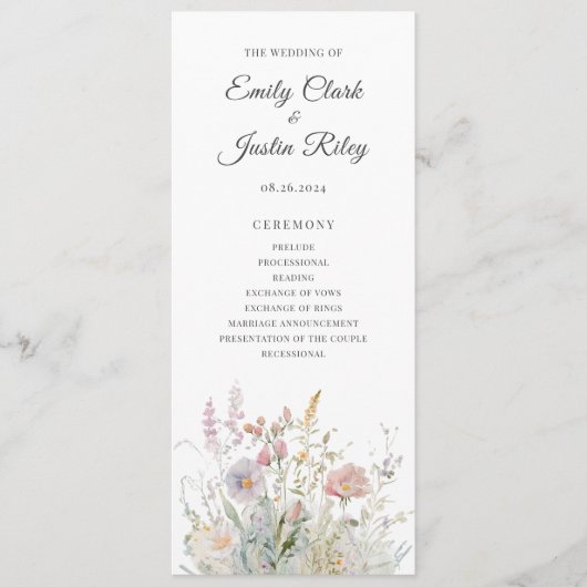 Elegante Wildflower Bloemen Bloemen Waterverf Brui Programma (Voorkant)