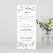 Elegante Wildflower Bloemen Greenery Wedding Menu (Staand voorkant)