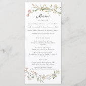 Elegante Wildflower Bloemen Greenery Wedding Menu (Voorkant)