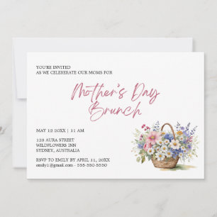 Elegante Wildflower Bloemen Moederdag Brunch Kaart