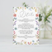 Elegante Wildflower Bloom QR Code Bruiloft Details Informatiekaartje (Staand voorkant)