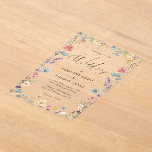 Elegante Wildflower Bloom Romantisch Script Bruilo Acryl Uitnodigingen (Laagn)