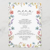 Elegante Wildflower Bloom Romantisch Script Bruilo Menu (Voorkant)