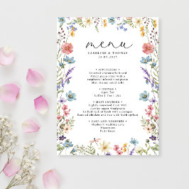 Elegante Wildflower Bloom Romantisch Script Bruilo Menu