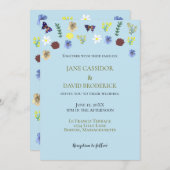 Elegante Wildflower Boho Blue Wedding Kaart (Voorkant / Achterkant)