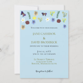 Elegante Wildflower Boho Blue Wedding Kaart