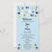 Elegante Wildflower Boho Blue Wedding Programma (Voorkant)