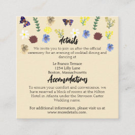 Elegante Wildflower Boho Eggshell bruiloft Informatiekaartje