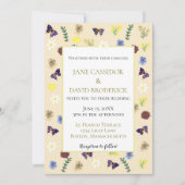 Elegante Wildflower Boho Eggshell bruiloft Kaart (Voorkant)