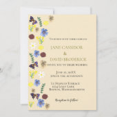 Elegante Wildflower Boho Eggshell bruiloft Kaart (Voorkant)