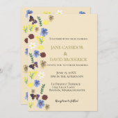 Elegante Wildflower Boho Eggshell bruiloft Kaart (Voorkant / Achterkant)