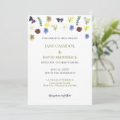 Elegante Wildflower Boho White Wedding Kaart (Staand voorkant)