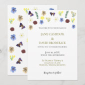 Elegante Wildflower Boho White Wedding Kaart (Voorkant / Achterkant)