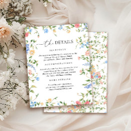 Elegante Wildflower bruiloft details Informatiekaartje