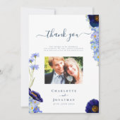 Elegante Wildflower bruiloft foto dank u kaart (Voorkant)