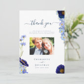Elegante Wildflower bruiloft foto dank u kaart (Staand voorkant)