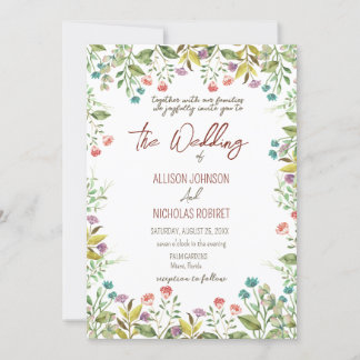 Elegante wildflower bruiloft Uitnodiging
