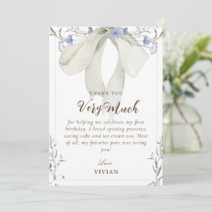 Elegante Wildflower Coquette Bow Dank u Kaart