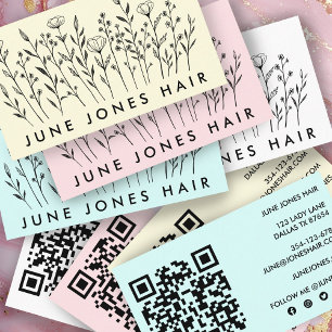 Elegante Wildflower Custom QR Code Sociale Pictogr Visitekaartje