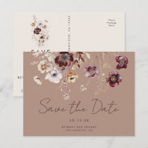Elegante Wildflower Fall Wedding Save the Date Briefkaart