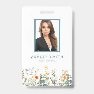 Elegante Wildflower Field ID-badge Badge