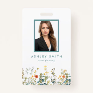 Elegante Wildflower Field ID-badge Badge