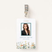 Elegante Wildflower Field ID-badge Badge (Voorkant met clip)