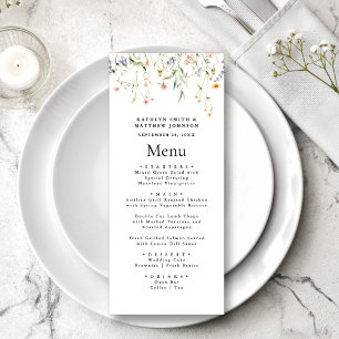 Elegante Wildflower Floral Garden Wedding Menu
