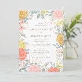 Elegante Wildflower Garden bruiloft uitnodiging (Staand voorkant)