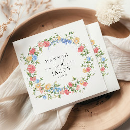 Elegante Wildflower gepersonaliseerde bruiloft Servet