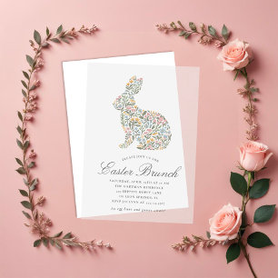 Elegante Wildflower Konijn Paasbrunch Vellum Uitnodigingen