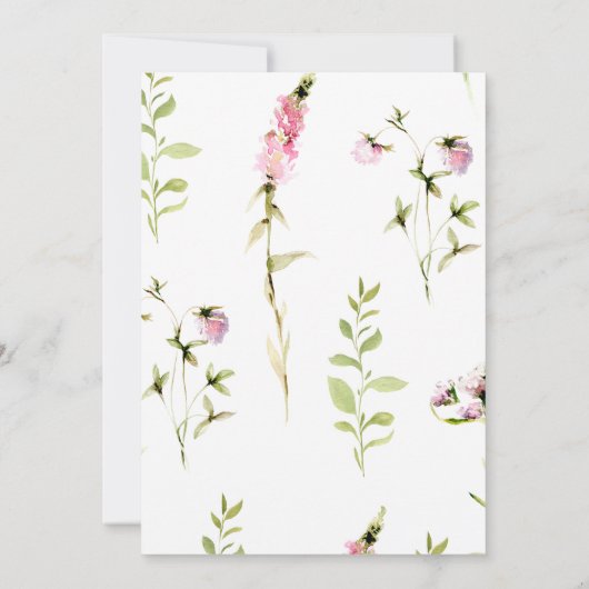 Elegante Wildflower Krans Bruidsdouche Uitnodiging (Achterkant)