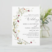 Elegante Wildflower krans bruiloft Kaart (Staand voorkant)