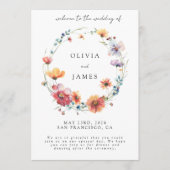 Elegante Wildflower krans Zomer bruiloft Welkom Programma (Voorkant)