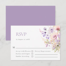 Elegante Wildflower Lavendel Violet Bruiloft RSVP Kaartje