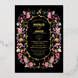 Elegante Wildflower Meadow Spring Garden bruiloft Folie Uitnodiging
