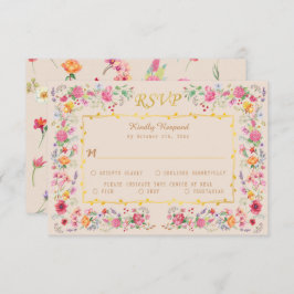 Elegante Wildflower Meadow Spring Garden bruiloft RSVP Kaartje