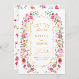 Elegante Wildflower Meadow Spring Garden bruiloft Save The Date