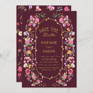 Elegante Wildflower Meadow Spring Garden bruiloft Save The Date