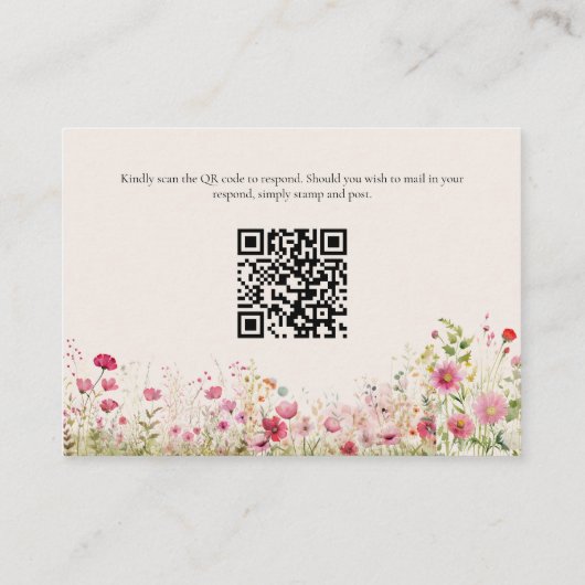 Elegante Wildflower Online RSVP QR Code Wedding Informatiekaartje (Achterkant)