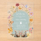 Elegante Wildflower Paasverjaardag ParTea Acryl Uitnodigingen (Voorkant)