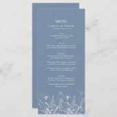 Elegante Wildflower Periwinkle bruiloft Menu (Voorkant / Achterkant)