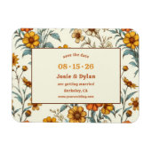 Elegante Wildflower Retro Save the Date Bruiloft Magneet (Horizontaal)